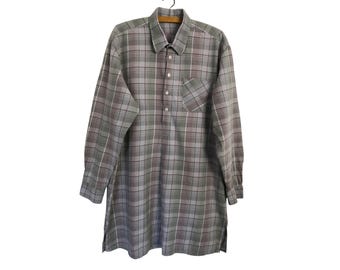 Vintage geruit geruit geborsteld katoenen werkkleding boerenshirt | XXL | Jaren 60 | Groen