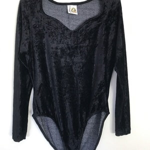 Vintage 70s ‘In Fashion’ Velvet Stretch Leotard Bodysuit, L