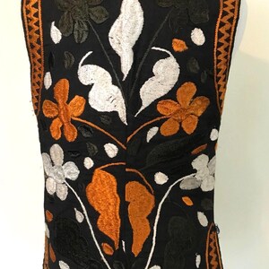 Vintage Suzani Ottoman Hand Silk Embroidered Waistcoat Vest | XS 6 | Afghan Boho image 7