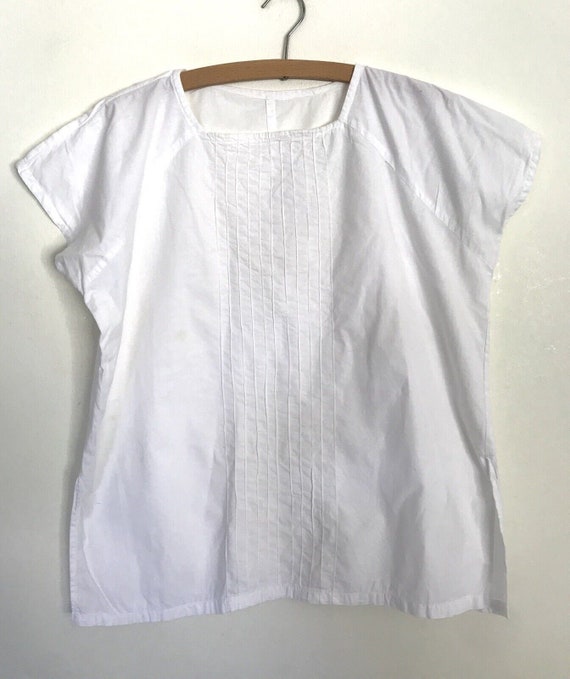 Antique Vintage White Cotton Tunic Night Work Top… - image 6