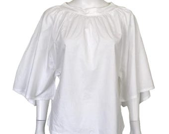 Vintage Antique House of Vanheems White Cotton Clerical Smock Blouse Top | M