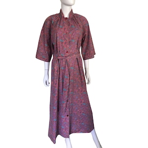 Vintage 60s 70s WMS Paisley Cotton Dressing Gown Robe House Work Dress | M