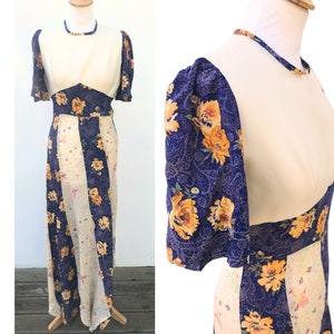 Vintage 70s Patchwork Floral Fairy Print Maxi Dress | XS S 8