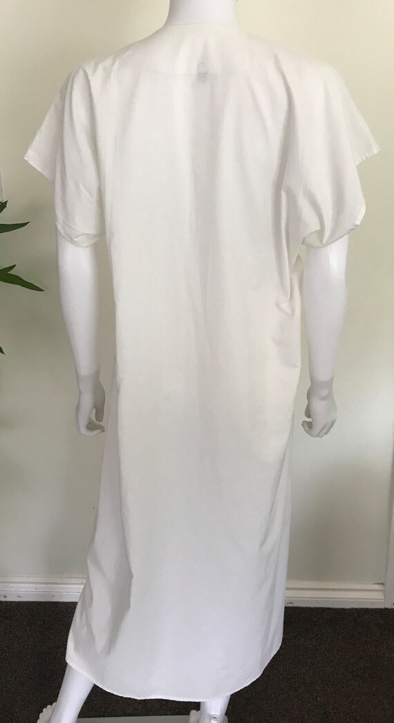 Women's V-Neck Printed Kaftan White Dress
