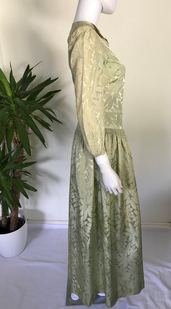 Vintage 30s Green Floral Damask Evening Gown - image 6