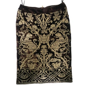 Vintage Y2K Roberto Cavalli Burnout Baroque Print Velvet Skirt | 38 XS Low Waist