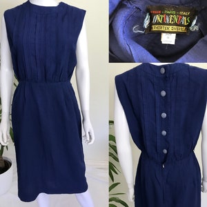 Berkertex Continentals Vintage Cotton Linen 50s Wiggle Dress | M UK 12 | Mod Dress