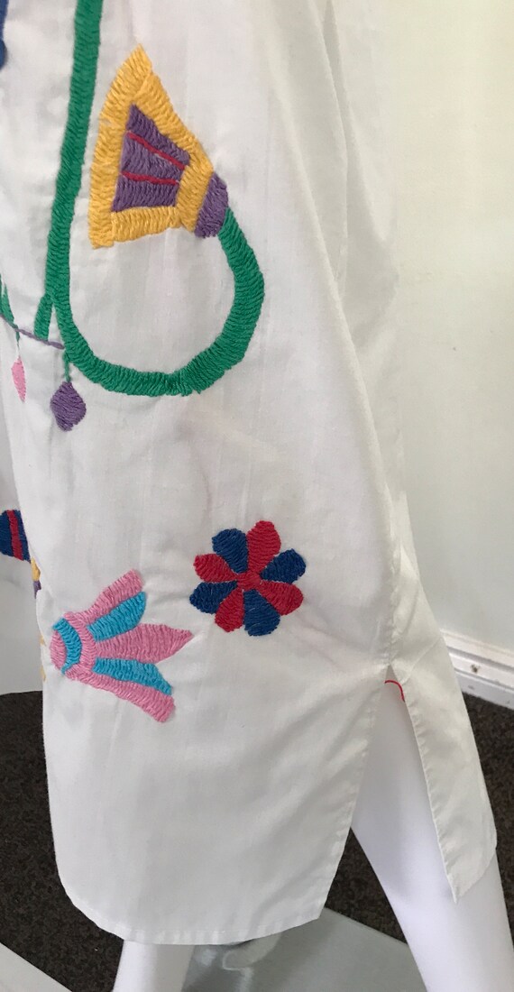 Loose Stand Collar Summer Clothes Wardrobes White Embroidery Kaftan Dress main image 1