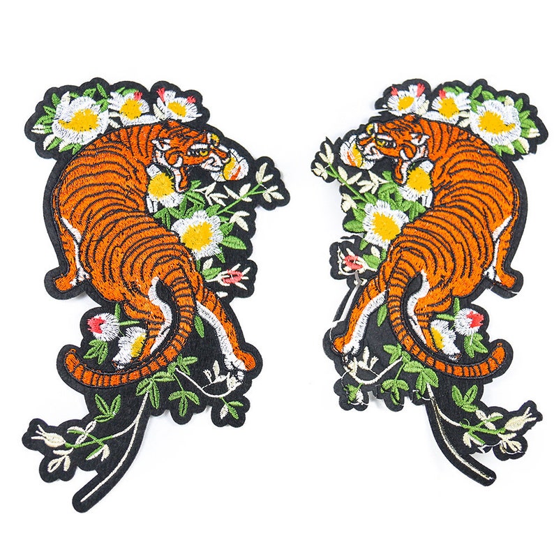 Sew On Fashion Large Tiger Patches Embroidered Patches Handcraft Trim