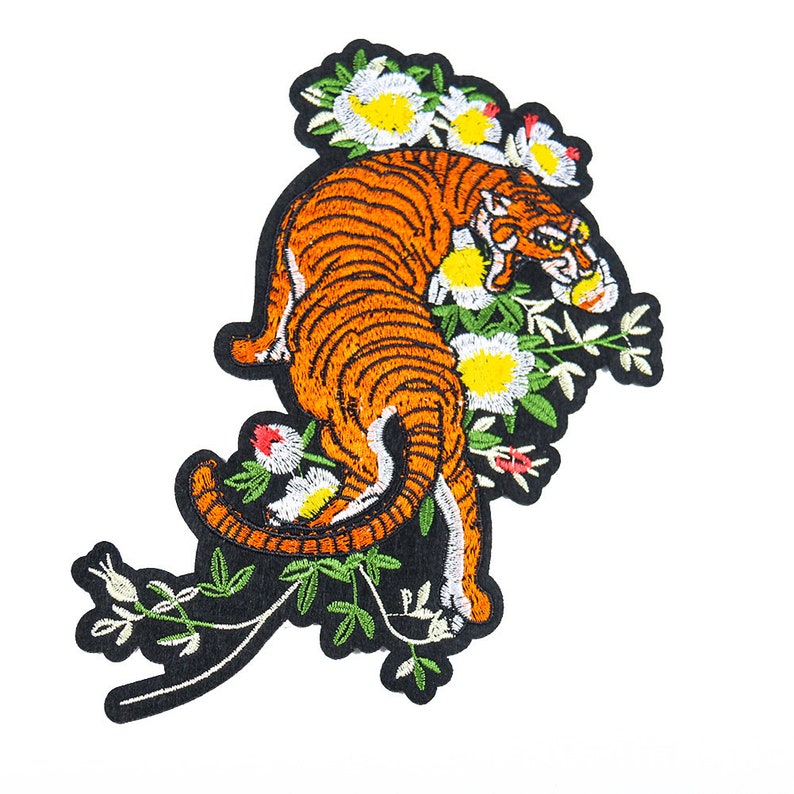 Sew On Fashion Large Tiger Patches Embroidered Patches Handcraft Trim