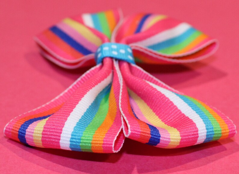 striped hair bows rainbow colored bows cute little hair bow small hair bows 4 inch hair bow Multi-colored hair bow cute bows for girls
