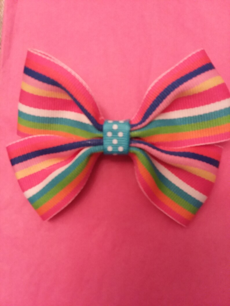 striped hair bows rainbow colored bows cute little hair bow small hair bows 4 inch hair bow Multi-colored hair bow cute bows for girls