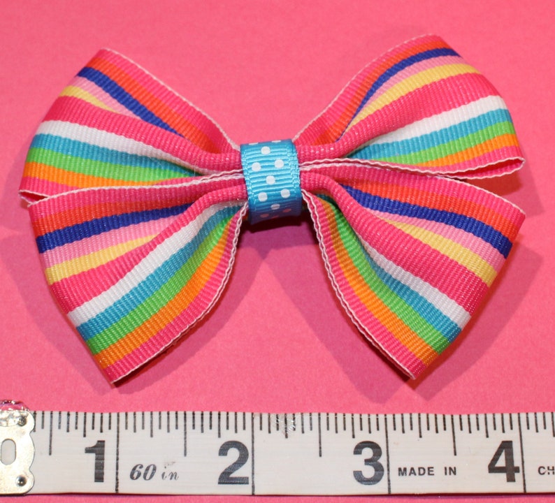 striped hair bows rainbow colored bows cute little hair bow small hair bows 4 inch hair bow Multi-colored hair bow cute bows for girls