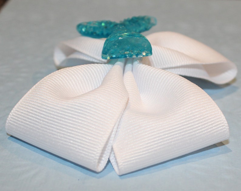 Mermaid tail hair bows cute hair bows small hair bows toddler bows blue mermaid tail 4 inch hair bows girls hair bows white bows