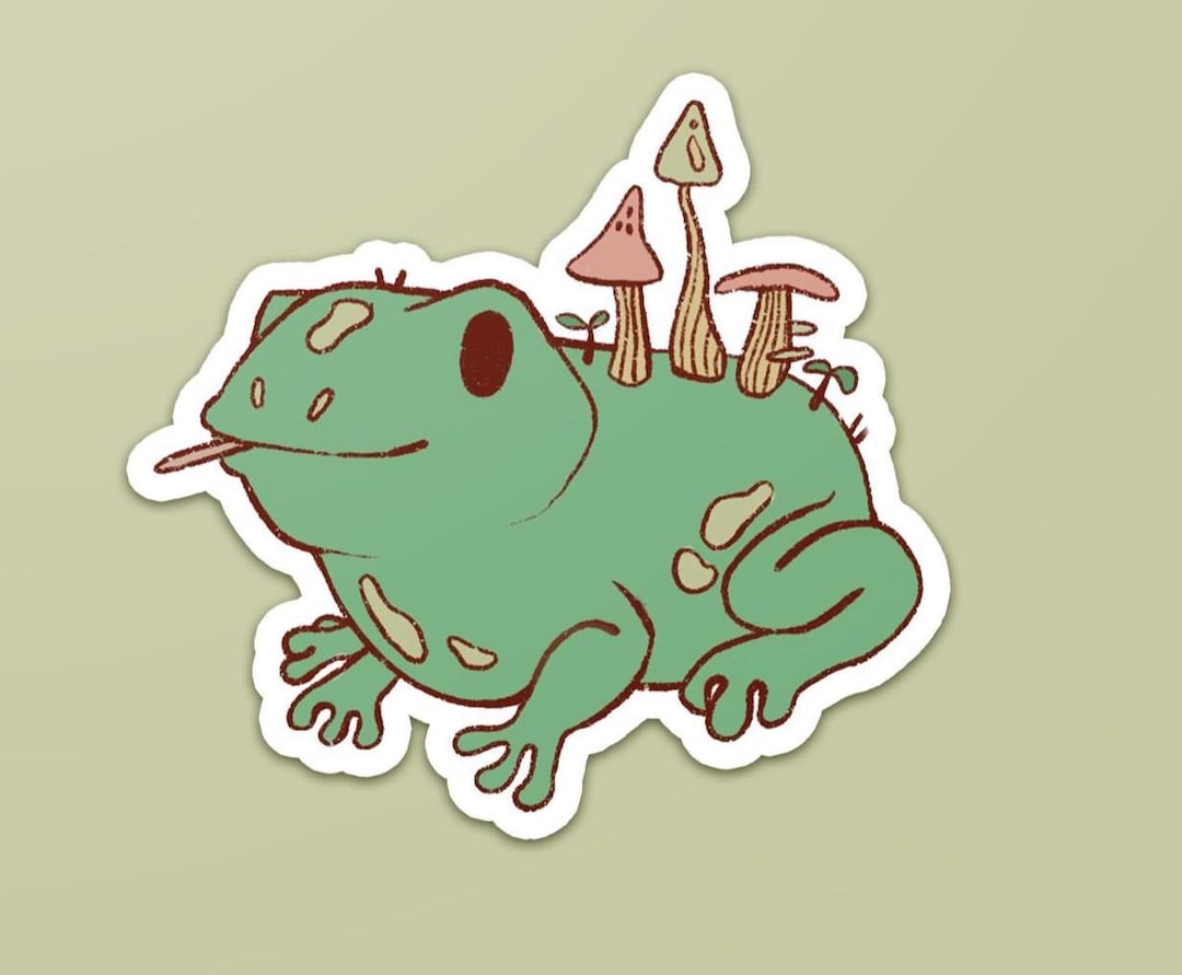 3" Waterproof Vinyl Sticker Frog Mushroom | Cottagecore Nature Art ...