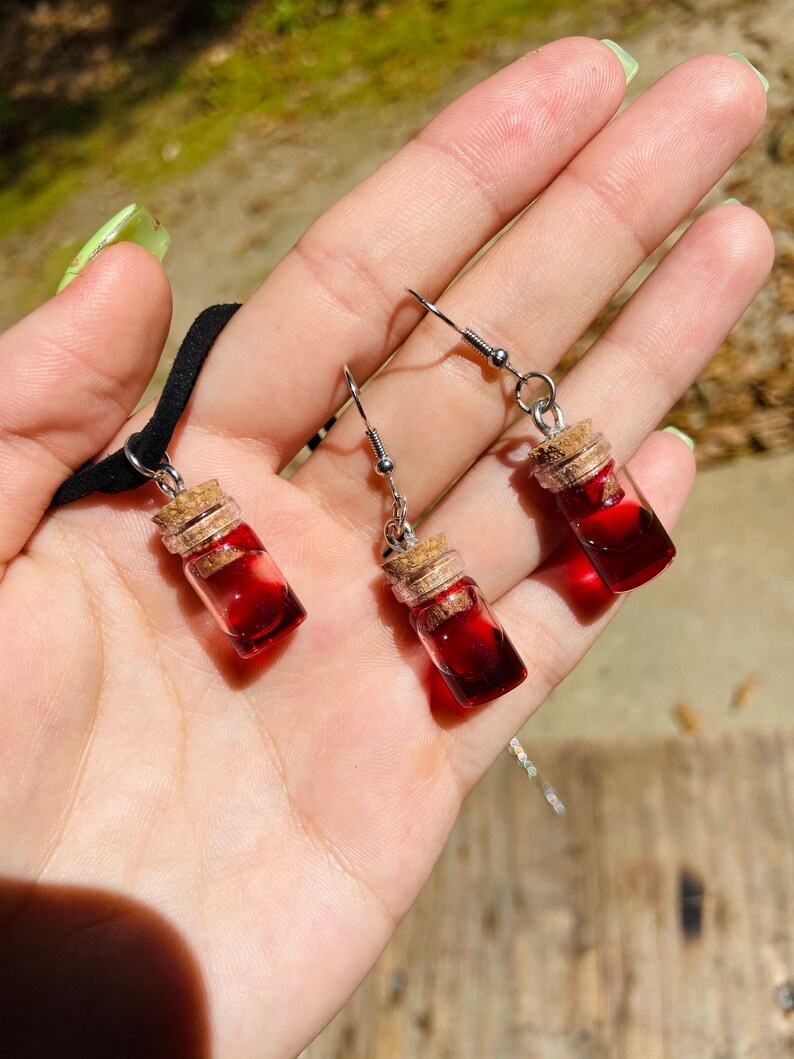 Blood Vial Choker Blood Vial Earrings Gore Jewelry Blood Etsy