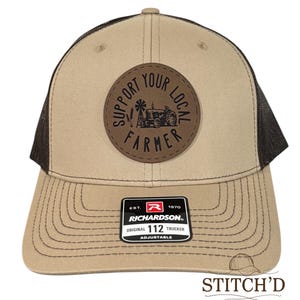 Support Local Farmer Hat | Leatherette Patch Trucker Cap