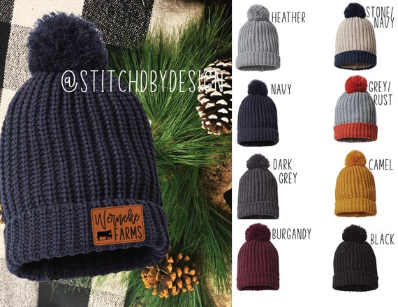Winter Hats with Custom Leatherette Patches
