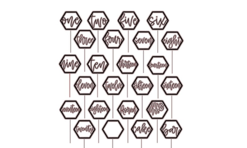 Hexagon Table Number SVG Hexagon decor Wedding Decor Bundle