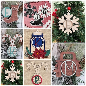 Shiplap Monogram Christmas Ornament laser ready SvG | Holiday Laser File | Wood Laser digital download SvG |