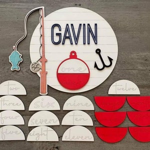 Fiskespö Baby tillväxtdiagram SVG | Väggdekor för barnrum (digital fil)