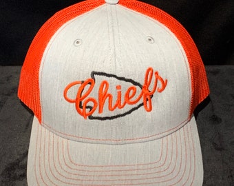 Chiefs Embroidered Hat, KC Arrowhead, Structured Trucker Cap