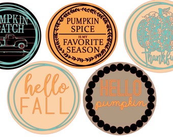 Fall Decor Circle svg Bundle 1 | Door Hanger svg | thankful svg | Pumpkin Patch truck | Hello pumpkin svg| Laser cut fall svg