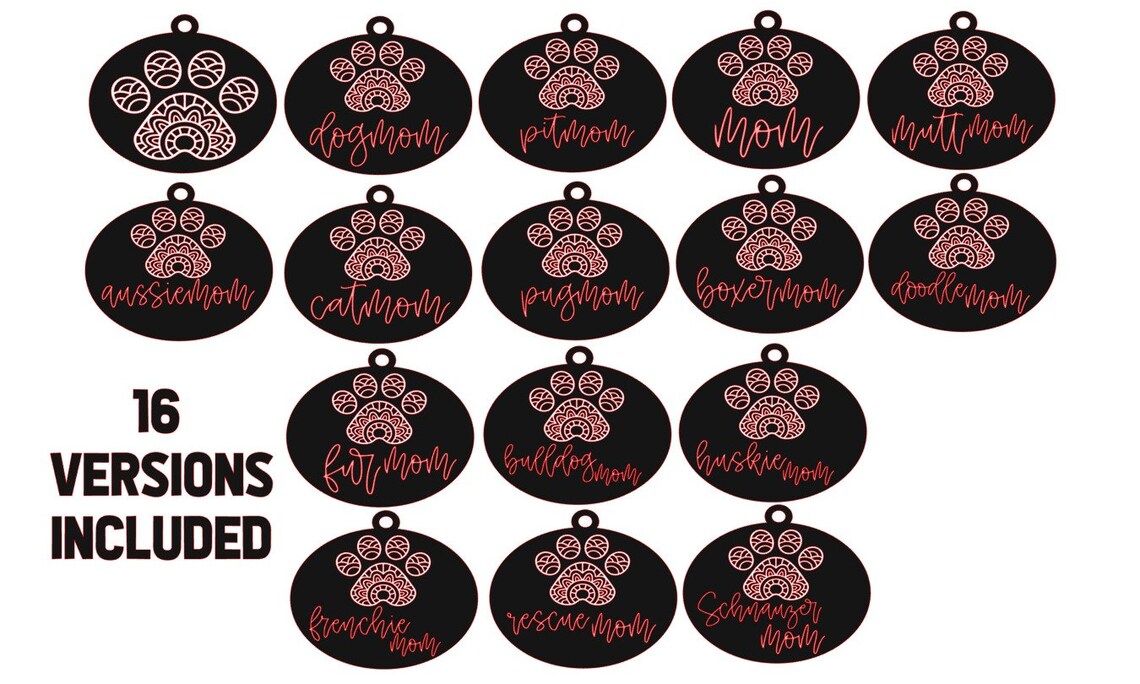 Download Paw Print Patterned Keychain SVG Rear View Mirror Ornament ...
