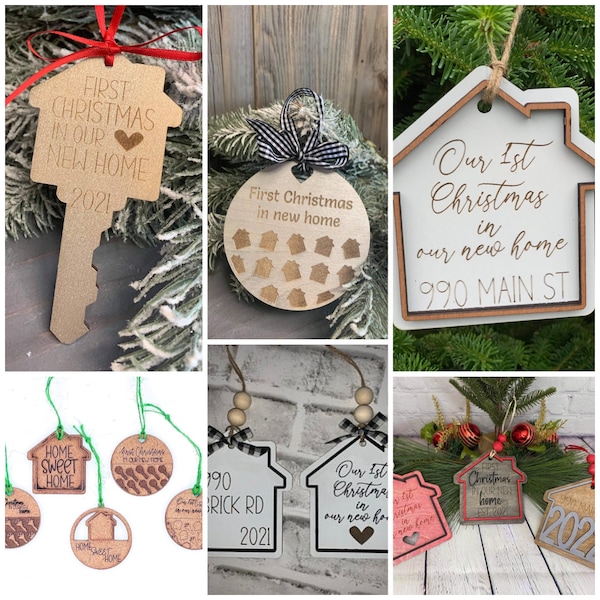 New Home Christmas Ornament laser ready SvG | Holiday Laser File | Wood Laser digital download SvG | Key and House Keychain Realtor Gift