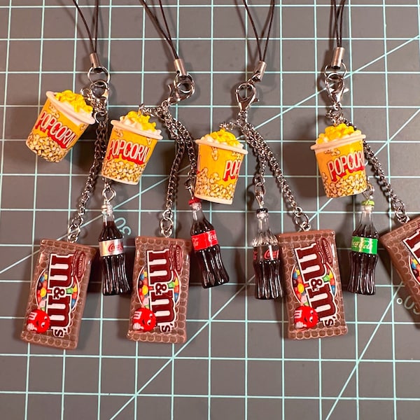 Movie Theater Concession Stand Popcorn Coke and M&Ms Snack Bundle Airpod Phone Charm