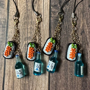 Maki Sushi Roll and Korean Soju Beer Phone Charm / AirPod Accessory