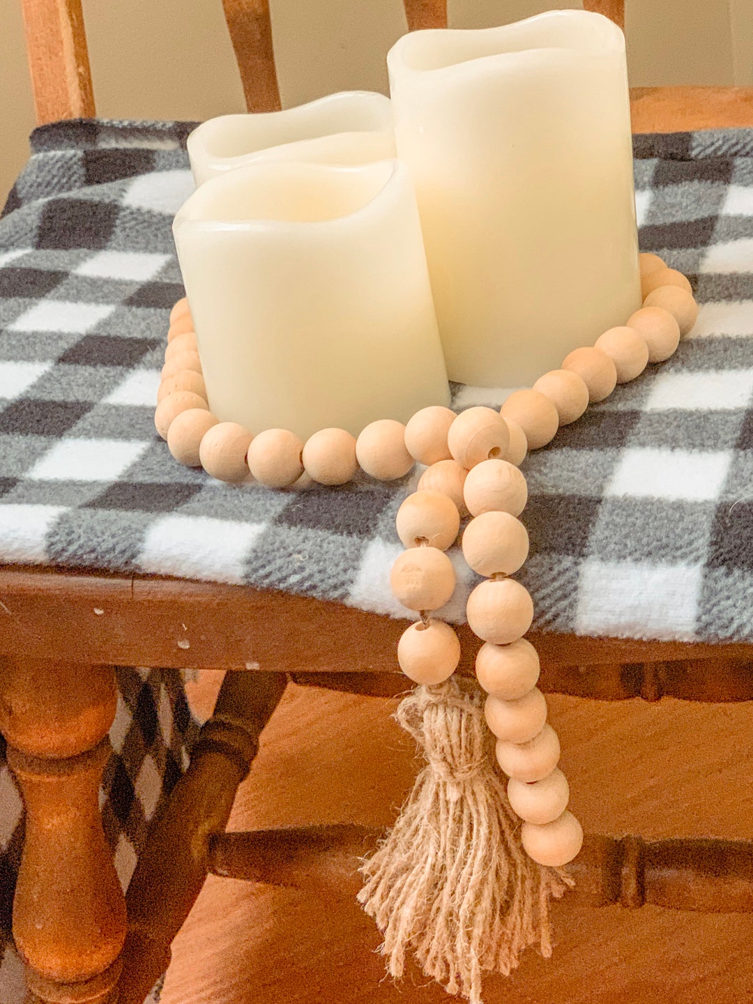 Wood Bead Tray Decor Etsy