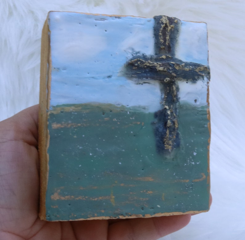 Encaustic Cross on Wood