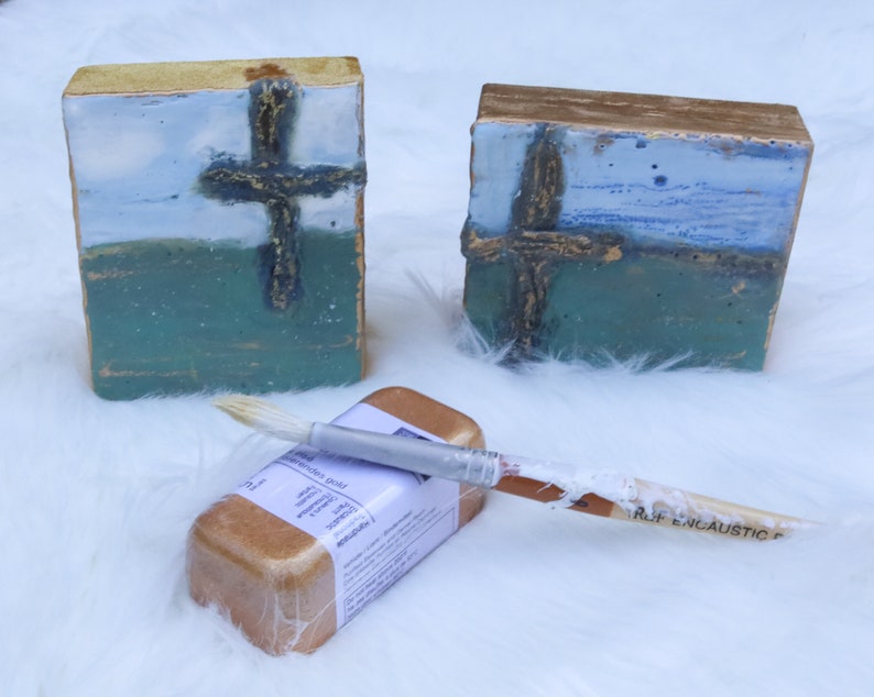 Encaustic Cross on Wood