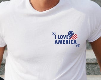 Camiseta con la bandera patriótica de Estados Unidos y corazón, orgullo estadounidense
