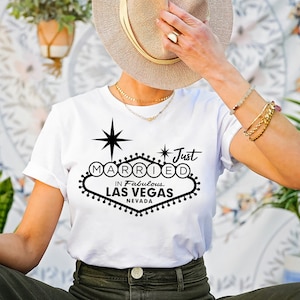 Just Married in Fabulous Las Vegas Nevada Shirt, Las Vegas Bachelorette Party Shirt, Personalized Just Married in Fabulous Las Vegas Shirt