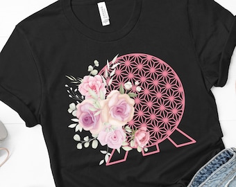 Epcot Floral Spaceship Earth Tee, WDW Family Vacation Shirt
