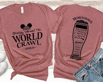 Drinking World Crawl 2024 Shirt, Drinking Around The world Shirt, Disney Drinking Team Shirt, Disney Vacation Tee, Epcot Food and Wine Shirt