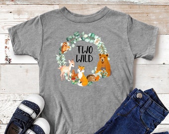 Two Wild Woodland Animals Birthday Tee, 2nd Bday Boy