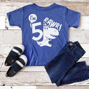 Rawr I&#39;m 5-Fifth Birthday Dinosaur Shirt, Five Birthday Tee, Dino Shirt, Dinosaur Party ,Five Years old, Funny, Trendy Kids, Dino Bday Shirt