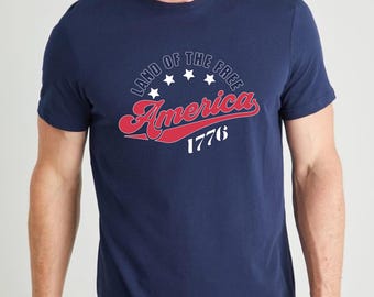 Camiseta Tierra de la América Libre 1776, Camiseta Patriótica de EE. UU.