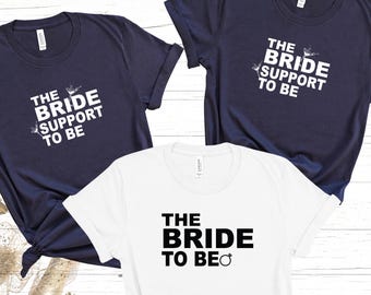 Camisetas a juego para despedida de soltera, novia y equipo de apoyo