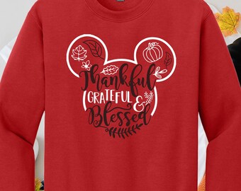 Sudadera con capucha de Mickey de Acción de Gracias, agradecido, bendecido, sudadera acogedora de otoño de Disney, camiseta de Mickey de Acción de Gracias, lindo regalo de Acción de Gracias