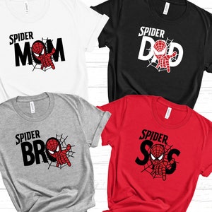 Camisetas de la familia Spider, camisetas familiares a juego de superhéroes, sudaderas de la familia Spider para papá, mamá e hijos, camisetas familiares Spider personalizadas