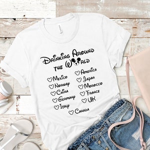Bebiendo alrededor del mundo camisa, camisa de vacaciones, camisa de beber, tanque de beber, epcot drinking camisa, camisa de regalo de vacaciones