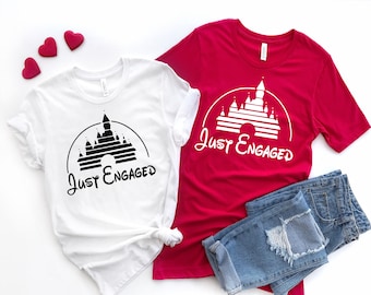 Disney Just Engaged Shirts, Couples Matching Tee