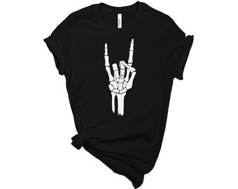 Halloween Skeleton Hand Rock On T-Shirt