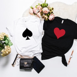 Camisetas de pareja Rey, Reina, Corazón y Pica, conjunto de camisetas a juego para San Valentín