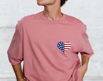 Camiseta con gráfico de corazón y bandera estadounidense: camiseta patriótica del 4 de julio