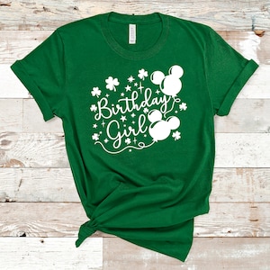 St Patrick's Birthday Girl Shirt, Shamrock Disney Birthday Shirt, Disney Birthday Squad Shirt, Birthday Mickey Balloons T-shirt